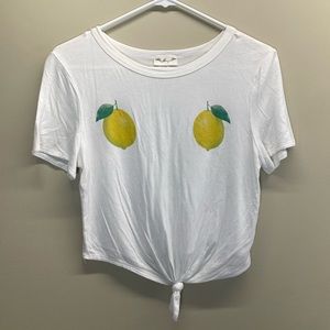 Lemon Boobs Vacation Crop Top Tie Up Gaze Shirt